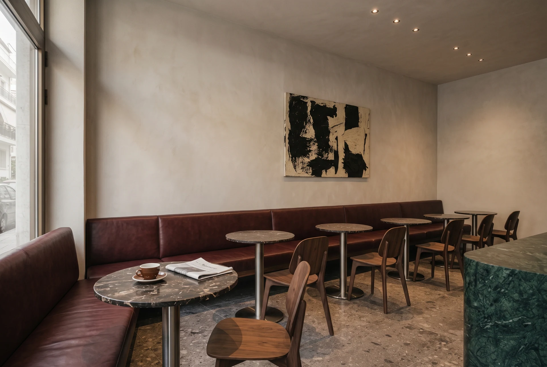 Seating — banquette and tables