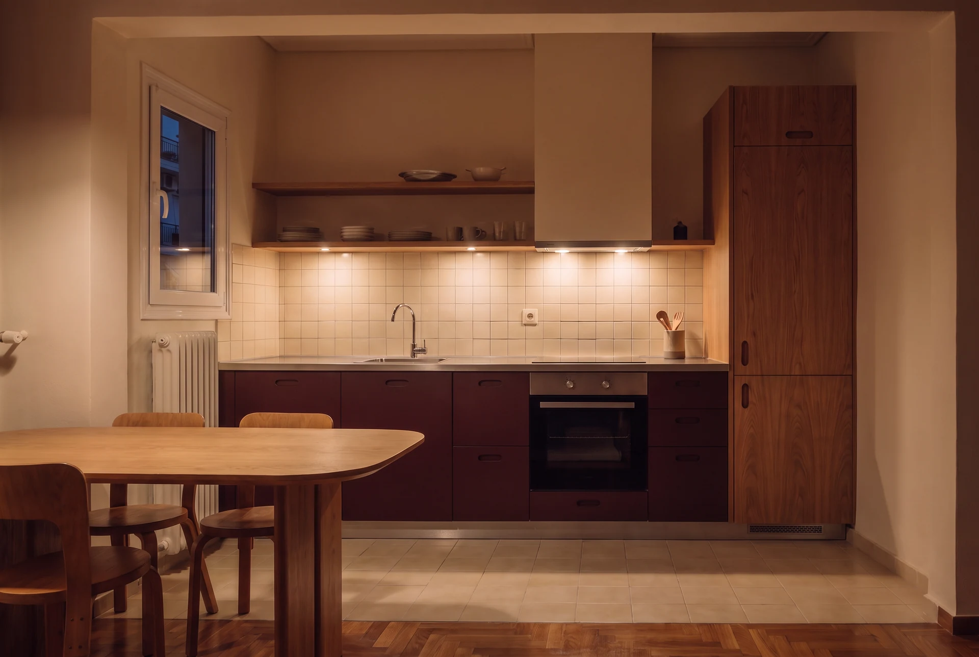 Kitchen — evening lighting